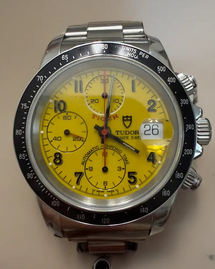 Tudor Prince Date Chronograph "Tiger Woods" 40MM Yellow Dial Steel Bracelet (79260P)
