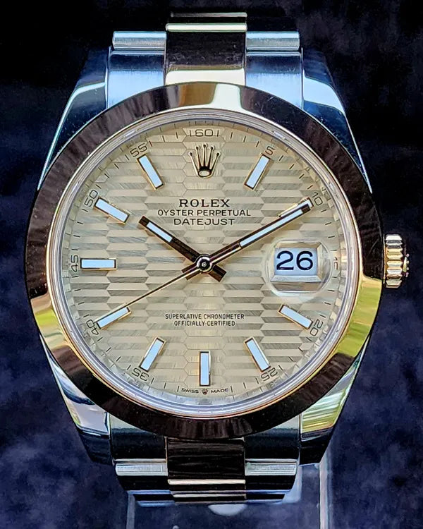 2023 Rolex Datejust 41MM Champagne "Fluted Motif" Dial Two-Tone Oyster Bracelet (126303)