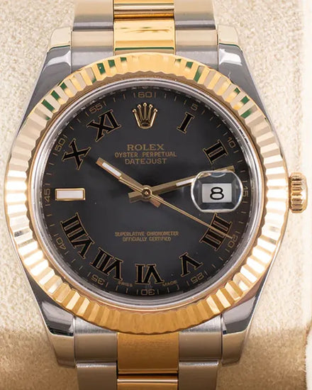 2010 (G Serial) Rolex Datejust II 41MM Grey Dial Two-Tone Oyster Bracelet (116333)