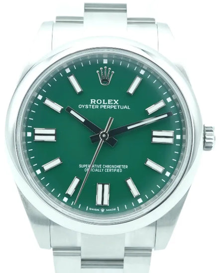 2021 Rolex Oyster Perpetual 41MM Green Dial Oyster Bracelet (124300)