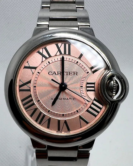 2017 Cartier Ballon Bleu De Cartier 33MM Pink Dial Steel Bracelet (4373)
