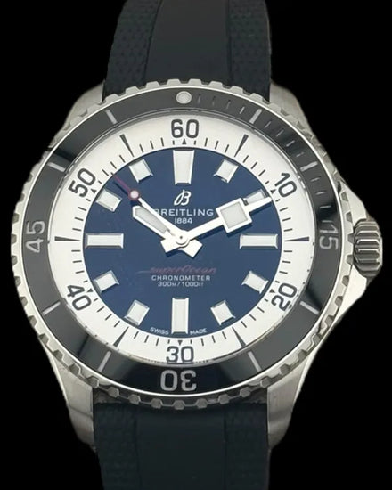 No Reserve - 2023 Breitling Superocean 44MM Black Dial Rubber Strap (A17376211B1S1)
