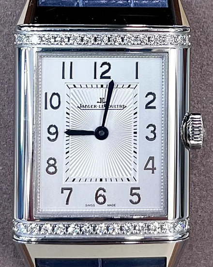 Jaeger-LeCoultre Reverso Classic Duetto 24.4MM Silver/Blue Dial Leather Strap (212.8.76)