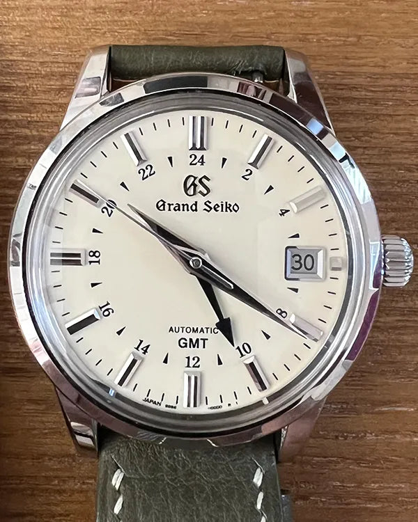 Grand Seiko Elegance Collection GMT 39.5MM Ivory Dial Leather Strap (SBGM221G)