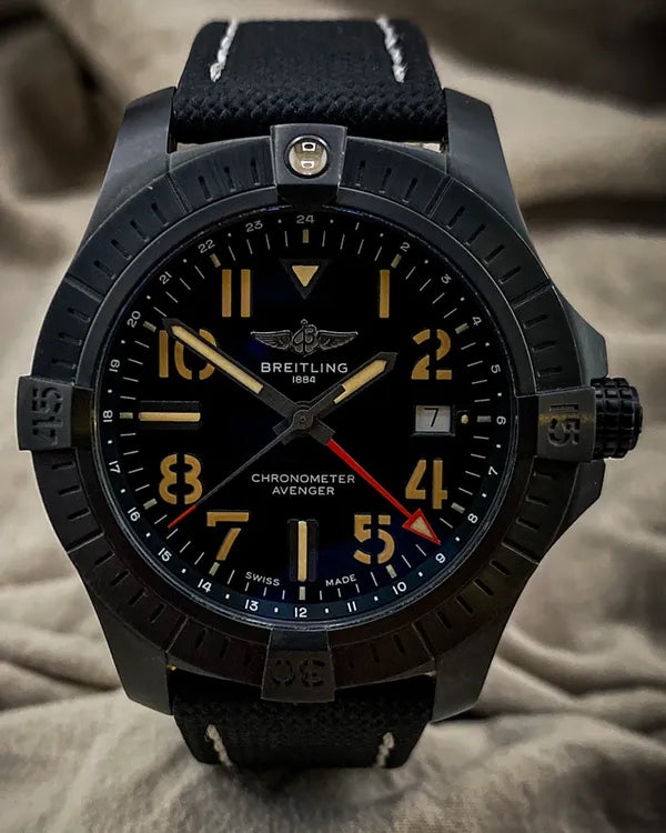 Breitling Avenger GMT Night Mission 45MM Black Dial Textile Strap (V32395101B1X1)