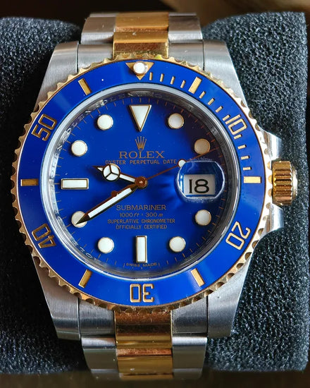 2012 Rare Rolex Submariner Date "Bluesy" 40MM "Flat" Blue Dial Two-Tone Oyster Bracelet (116613LB)