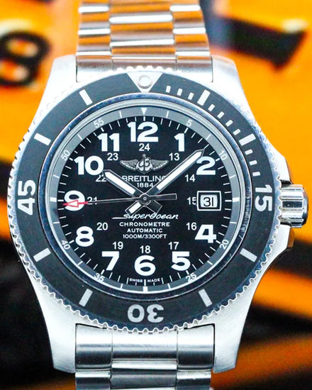 2016 Breitling Superocean II 44MM Black Dial Steel Bracelet (A17392)