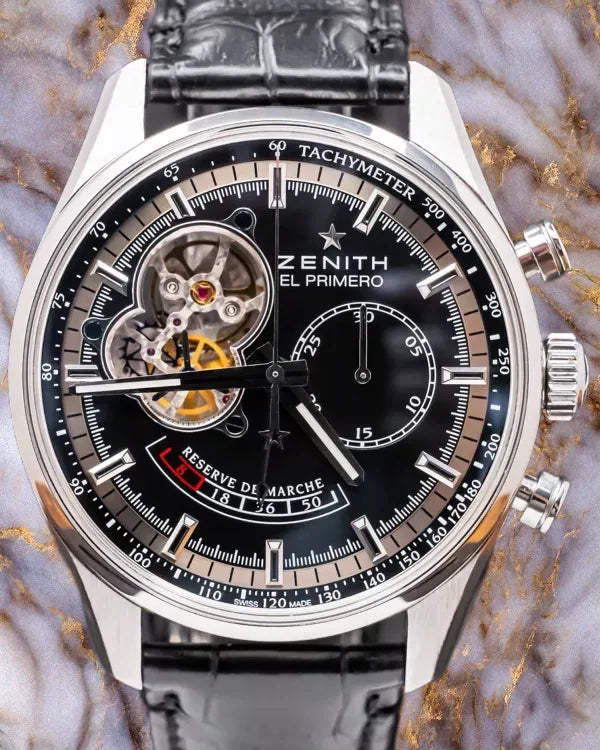 Zenith El Primero Chronomaster 42MM Black Dial Leather Strap (03.2080.4021/21.C496)