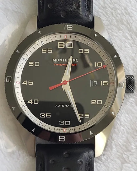 Montblanc Timewalker 41MM Black Dial Leather Strap (116061)