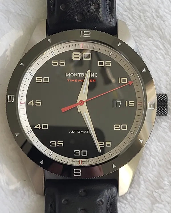 Montblanc Timewalker 41MM Black Dial Leather Strap (116061)