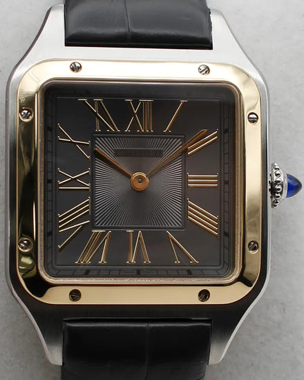 2024 Cartier Santos Dumont 43MM x 31MM Quartz Grey Dial Leather Strap (W2SA0028)