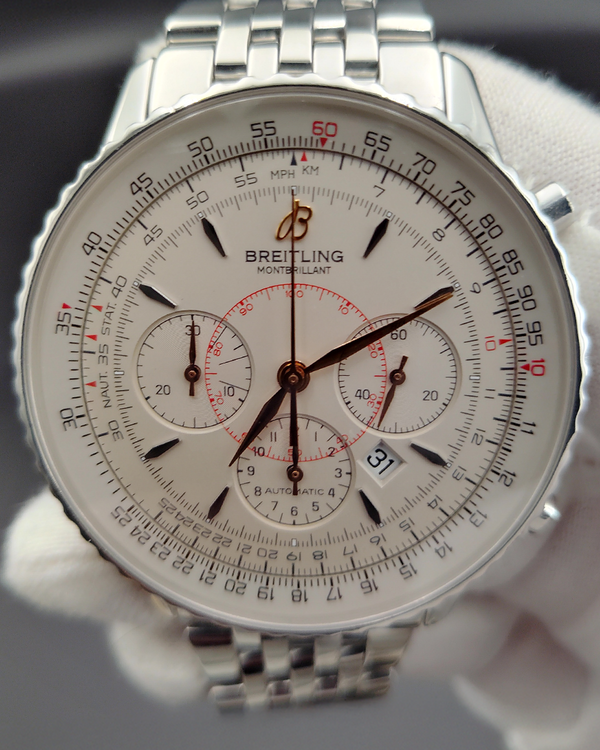 2010 Breitling Montbrillant 38MM White Dial Steel Bracelet (A41370)