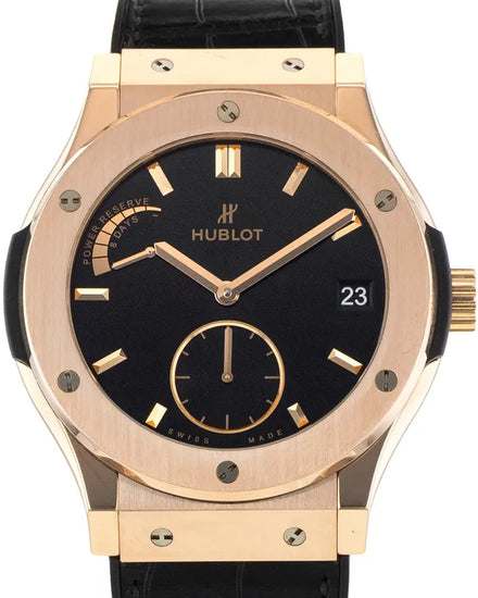 Hublot Classic Fusion 45MM Black Dial Leather Strap (516.OX.1480.LR)