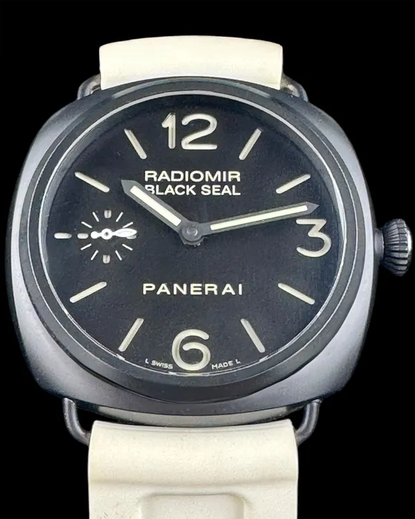 No Reserve - 2013 Panerai Radiomir "Black Seal" 45MM Black Dial Aftermarket Rubber Strap (PAM00292)