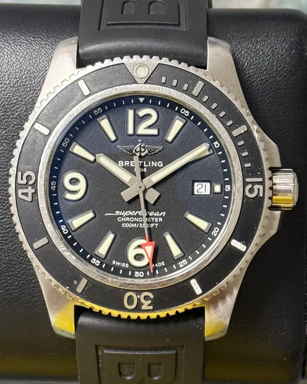 Breitling Superocean 44MM Black Dial Rubber Strap (A17367)