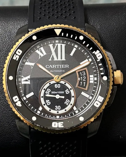 Cartier Calibre de Cartier Diver 42MM Black Dial Rubber Strap (W2CA0004)