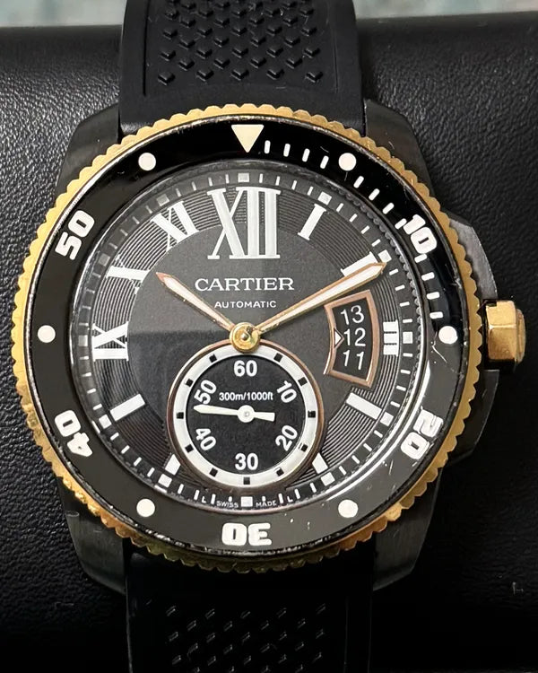 Cartier Calibre de Cartier Diver 42MM Black Dial Rubber Strap (W2CA0004)