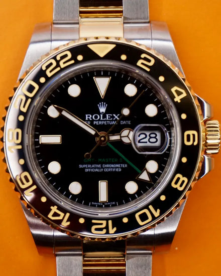 2010 Rolex GMT-Master II 40MM Black Dial Two-Tone Oyster Bracelet (116713)