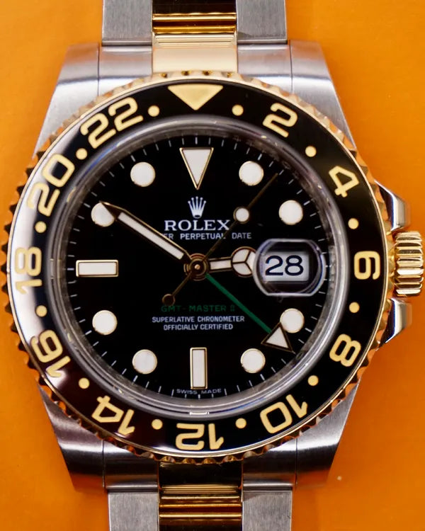 2010 Rolex GMT-Master II 40MM Black Dial Two-Tone Oyster Bracelet (116713)