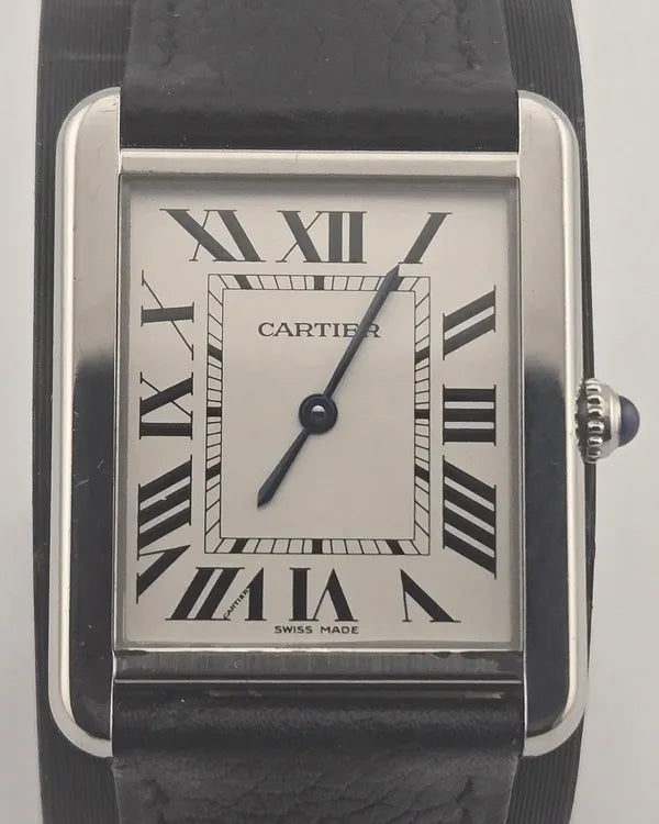 Cartier Tank Solo 28MM Quartz Silver Dial Leather Strap (2715)