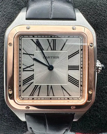 2020 Cartier Santos Dumont XL 33.9MM Silver Dial Leather Strap (W2SA0017)