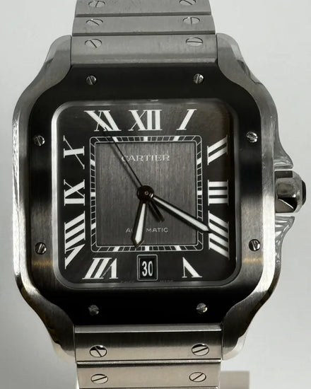 2022 Cartier Santos De Cartier 39.8MM Black Dial Steel Bracelet (WSSA0037)