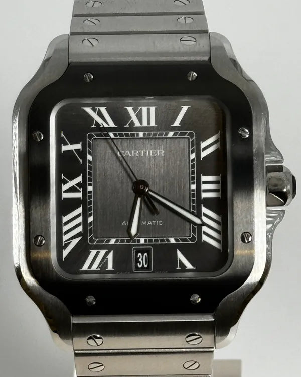 2022 Cartier Santos De Cartier 39.8MM Black Dial Steel Bracelet (WSSA0037)