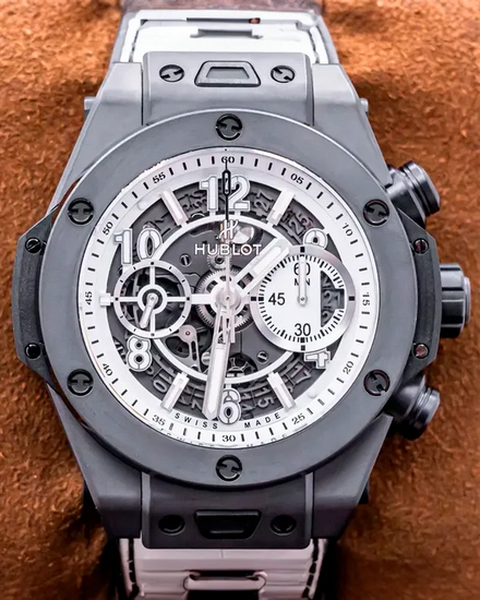 Hublot Big Bang Unico "White in Black" S.E. 45MM Skeleton Dial Leather Strap (411.CI.2010.LR.JPN16)