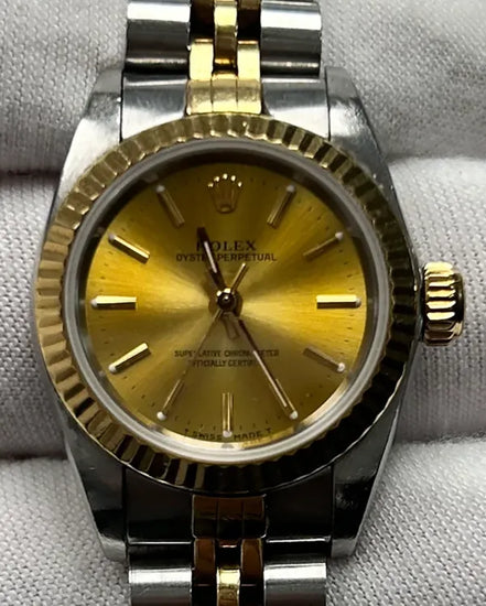 1993 (S Serial) Rolex Oyster Perpetual 26MM Champagne Dial Two-Tone Jubilee Bracelet (67193)
