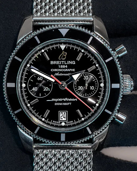 Breitling Superocean Heritage Chronograph 44MM Black Dial Steel Bracelet (A23370)