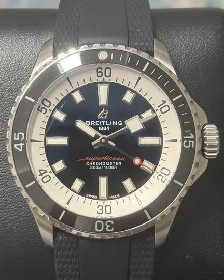 2023 Breitling Superocean 42MM Black Dial Rubber Strap (A17375)