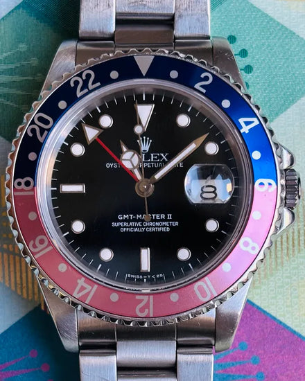 Rolex GMT-Master II "Faded Pepsi" 40MM Black Dial Oyster Bracelet (16710)