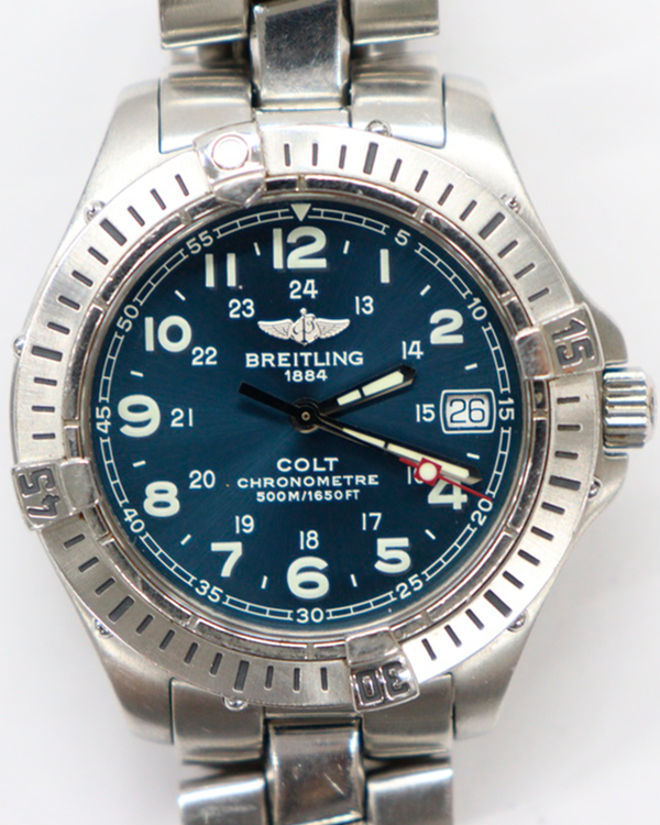 Breitling Colt 38MM Quartz Blue Dial Steel Bracelet (A74350)