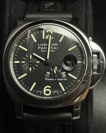 2007 Panerai Luminor Power Reserve 44MM Black Dial Rubber Strap (PAM00090)