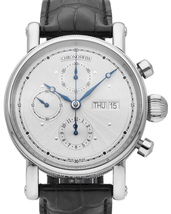 2024 Chronoswiss Sirius Chronograph Day Date 42MM Silver Dial Leather Strap (CH-7542-45)