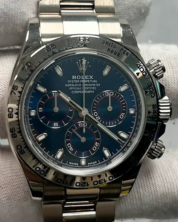 Rolex Cosmograph Daytona 40MM Blue Dial White Gold Oyster Bracelet (116509)