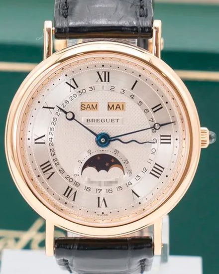 Breguet Classique Serpentine Triple Date 36MM Silver Dial Leather Strap (3040BA)