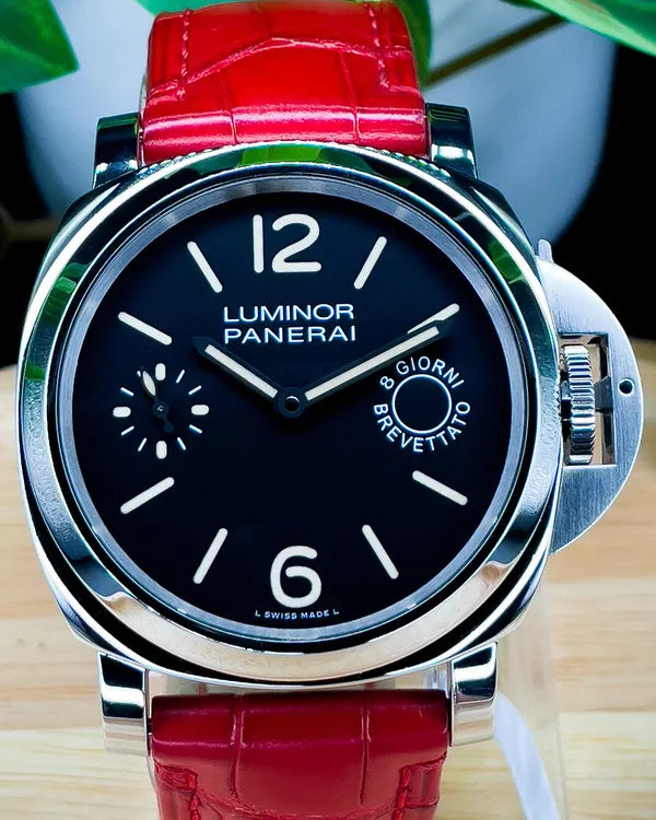 Panerai Luminor Marina 8 Days 44MM Black Dial Leather Strap (PAM00590)