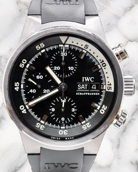 IWC Schaffhausen Aquatimer Chronograph 42MM Black Dial Rubber Strap (IW371933)