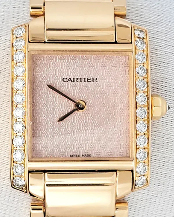 Cartier Tank Française 20MM Quartz Pink Dial Yellow Gold Bracelet (WE1021R8)