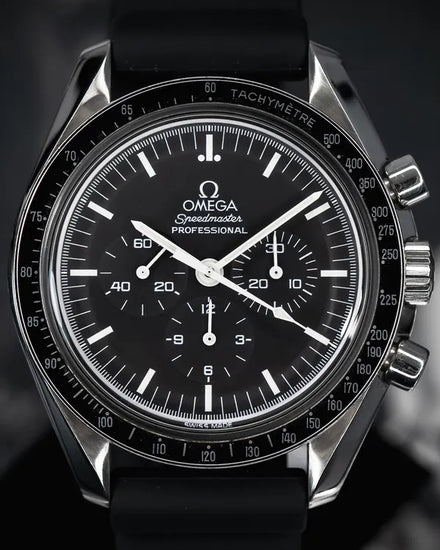 1999 Omega Speedmaster Professional Moonwatch "Galaxy Express 999" L.E. 42MM Black Dial Aftermarket Rubber Strap (3571.50.00)