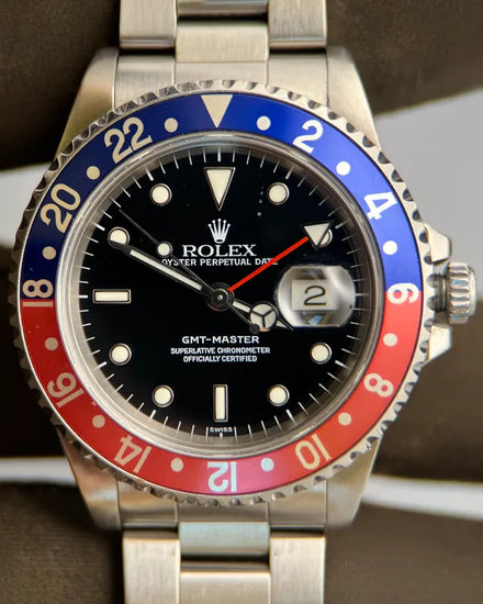 Rolex GMT-Master "Pepsi" 40MM Black "Swiss Only" Dial Oyster Bracelet (16700)