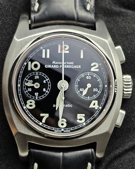 Girard Perregaux Vintage 1960 38MM Black Dial Aftermarket Leather Strap (2598)