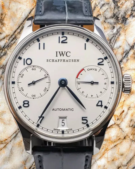 IWC Schaffhausen Portugieser 7 Days 42MM White Dial Leather Strap (IW500107)
