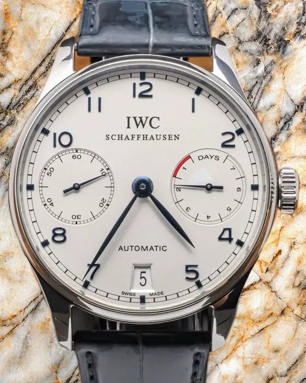 IWC Schaffhausen Portugieser 7 Day 42MM White Dial Leather Strap (IW500107)