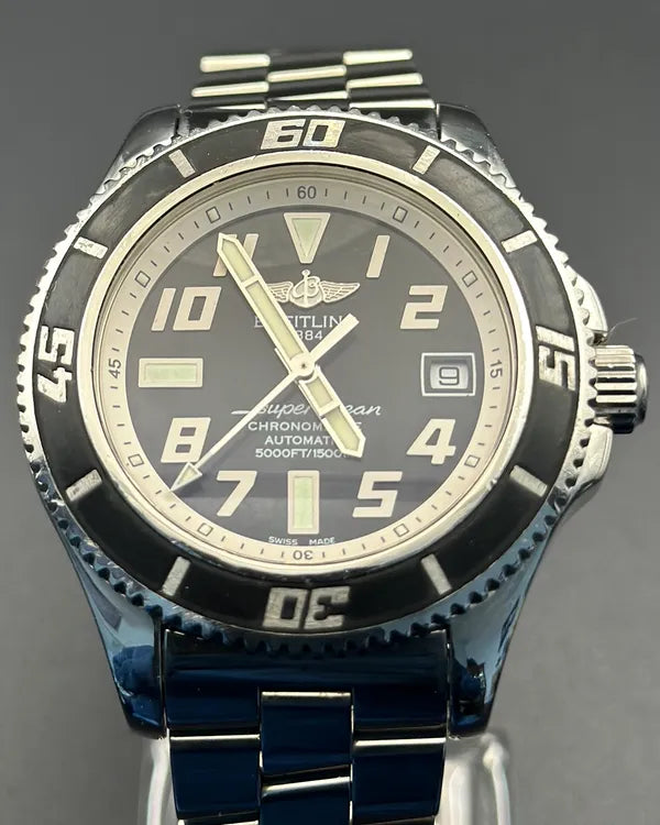 Breitling Superocean 42MM Black Dial Steel Bracelet (A17364)