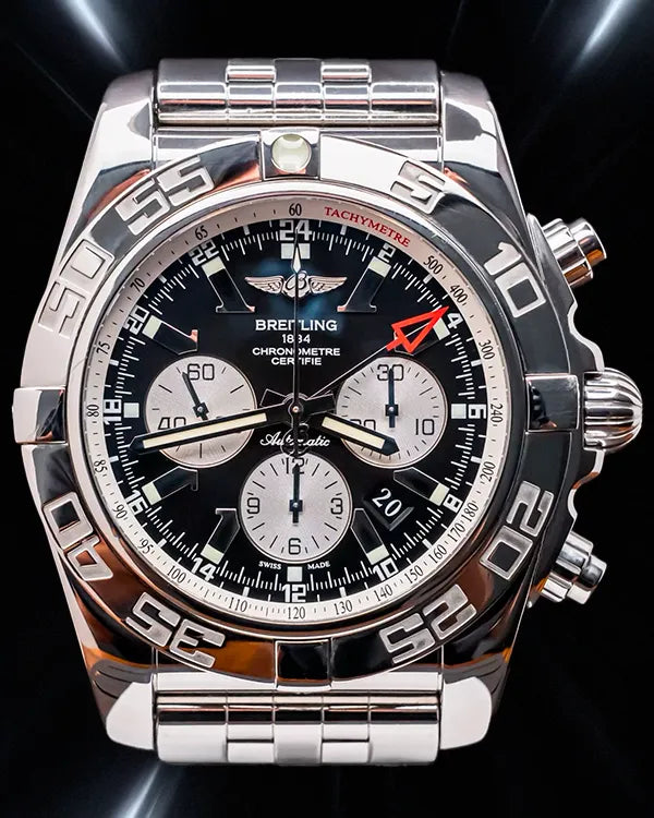 Breitling Chronomat GMT 47MM Black Dial Steel Bracelet (AB041012/BA69)