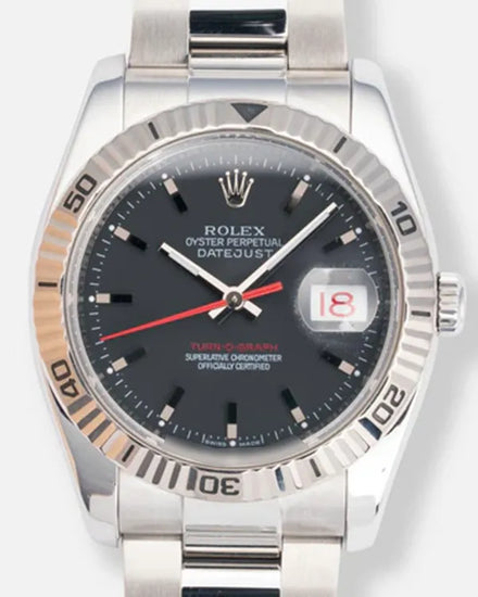 2007 Rolex Datejust Turn-O-Graph "Thunderbird" 36MM Black Dial Oyster Bracelet (116264)