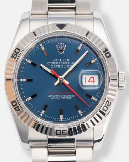 2007 (Z Serial) Rolex Datejust Turn-O-Graph 36MM Blue Dial Oyster Bracelet (116264)