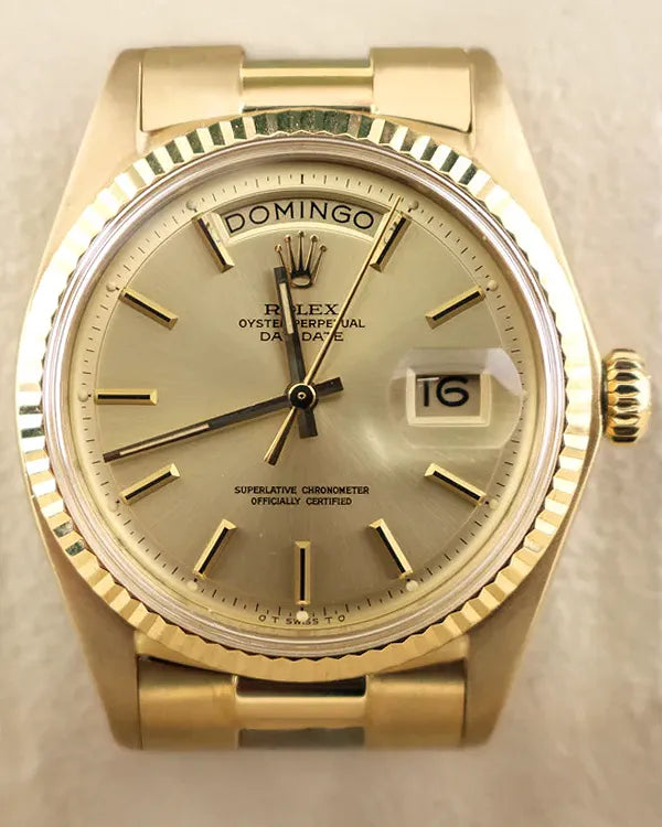 1972 (3.2 Mill. Serial) Rolex Day-Date 36MM Champagne "Sigma" Dial Yellow Gold President Bracelet (1803)